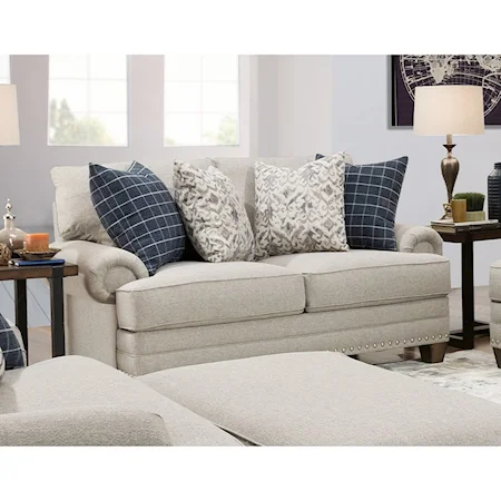 Transitional Loveseat with Nailhead Trim